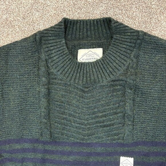 St. John's Bay Men's Pullover Sweater Size L Green Crew Neck Long Sleeve NWT $48 - Picture 5 of 14